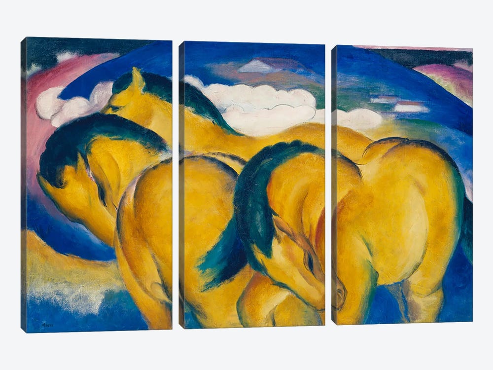 The Little Yellow Horses, 1912  by Franz Marc 3-piece Canvas Art Print