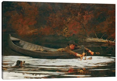 Hound And Hunter, 1892  Canvas Art Print - Canoe Art
