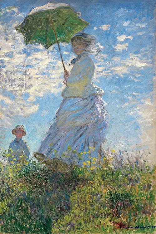 Woman with a Parasol - Madame Monet and Her Son, 1875  by Claude Monet wall art