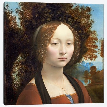 Ginevra de' Benci, c.1474-78  Canvas Print #BMN4247} by Leonardo da Vinci Canvas Art Print