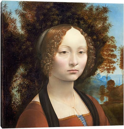 Ginevra de' Benci, c.1474-78  Canvas Art Print - Leonardo da Vinci