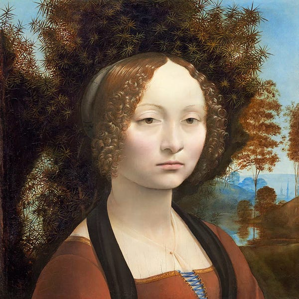 Leonardo da Vinci: Ginevra de' Benci, c.1474-78  by Leonardo da Vinci