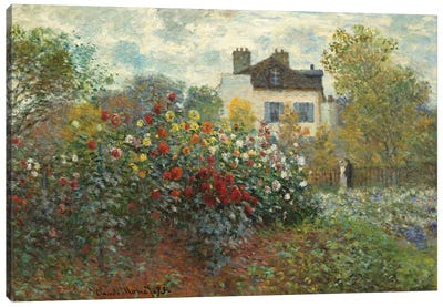 The Artist's Garden in Argenteuil  Canvas Art Print - Claude Monet