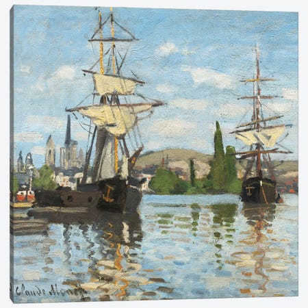 Ships Riding on the Seine at Rouen, 1872- 73  Canvas Print #BMN4253} by Claude Monet Canvas Art Print