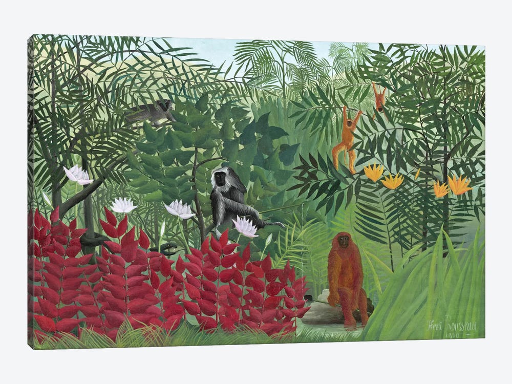 Tropical Forest With Monkeys, 1910 by Henri Rousseau 1-piece Canvas Art Print