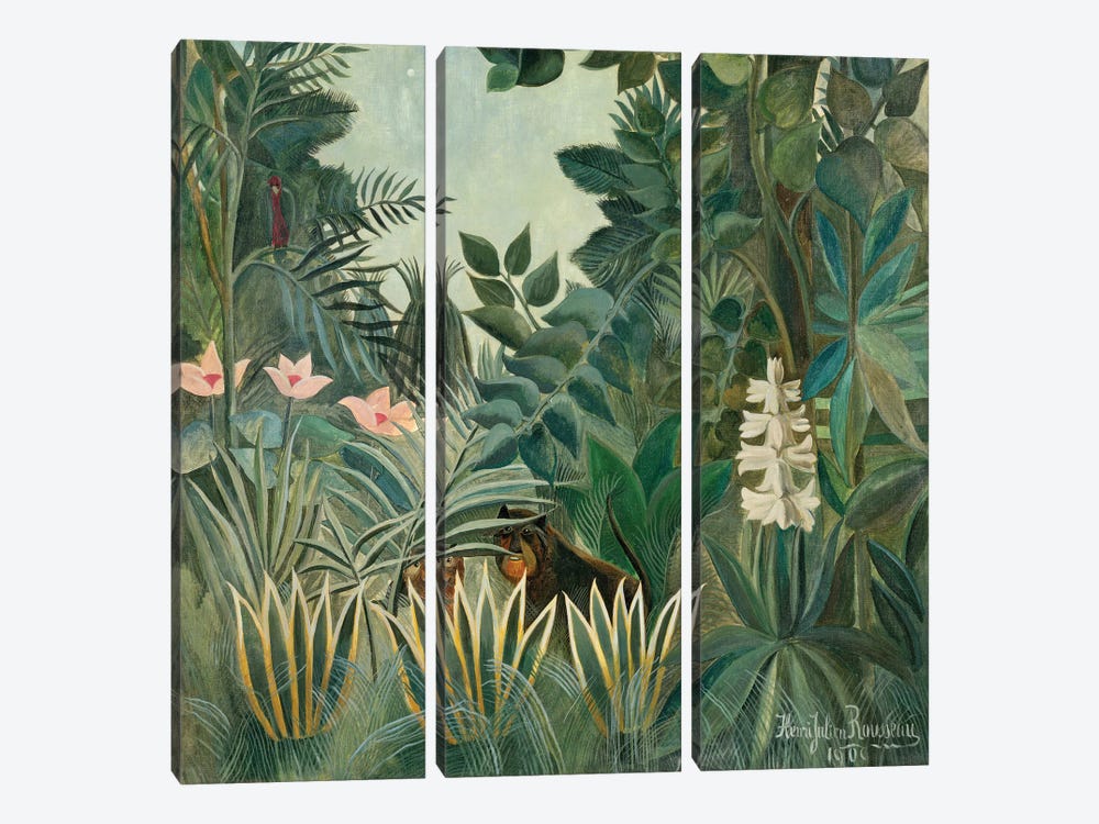 The Equatorial Jungle, 1909  by Henri Rousseau 3-piece Art Print