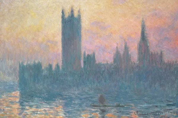 Castles & Palaces: The Houses of Parliament, Sunset, 1903  by Claude Monet