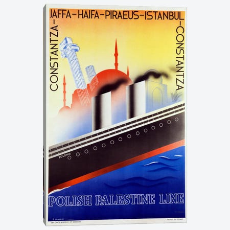 Poster advertising the Polish Palestine Line, c.1933 (colour litho) Canvas Print #BMN42} by Zygmunt Glinicki Canvas Wall Art