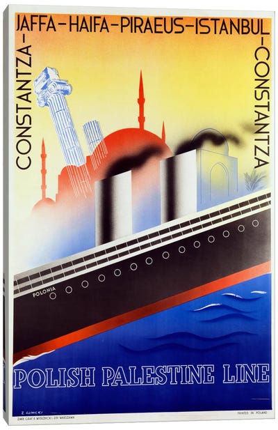 Poster advertising the Polish Palestine Line, c.1933 (colour litho) Canvas Art Print