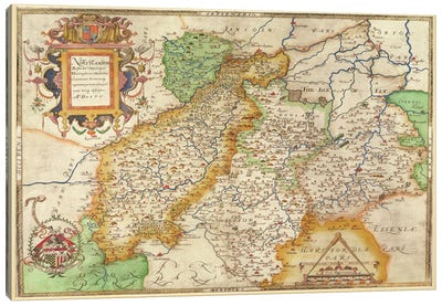 Map Of Northampton And Adjacent Counties, Atlas Of England And Wales, 1576  Canvas Art Print