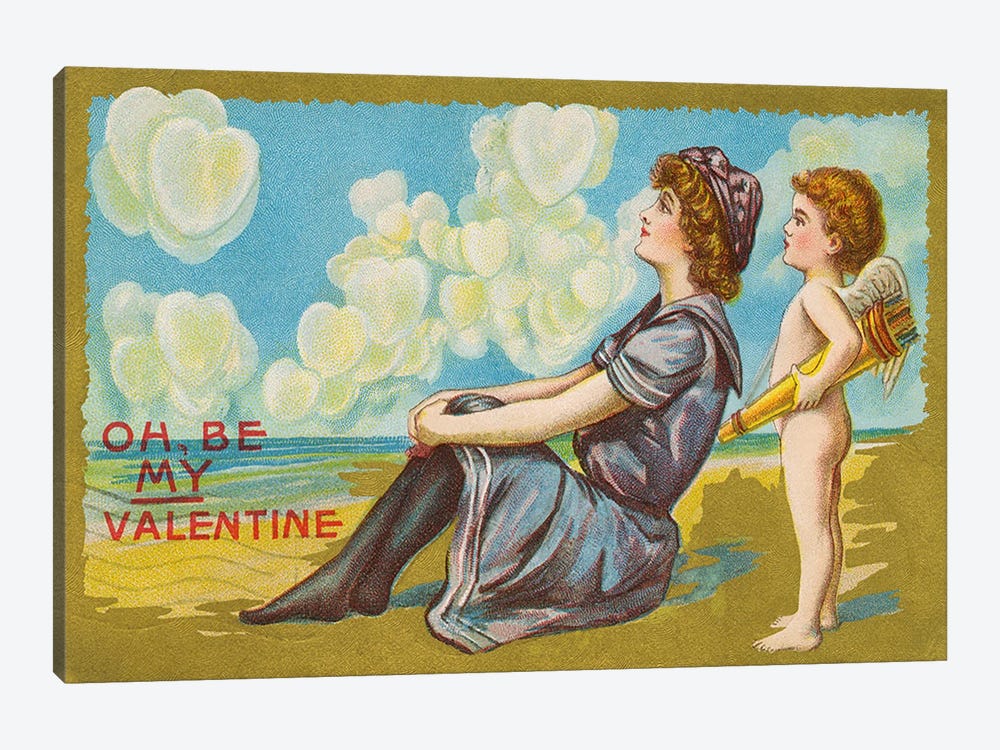Oh Be My Valentine postcard, 1911  by American School 1-piece Canvas Print