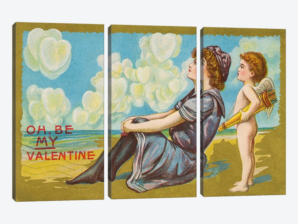 Oh Be My Valentine postcard, 1911  3-piece Canvas Print