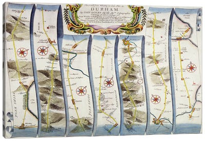 Road from Whitby to Durham, from John Ogilby's 'Britannia', published London, 1675 Canvas Art Print
