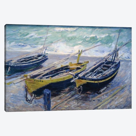 Three Fishing Boats, 1886  Canvas Print #BMN4343} by Claude Monet Art Print