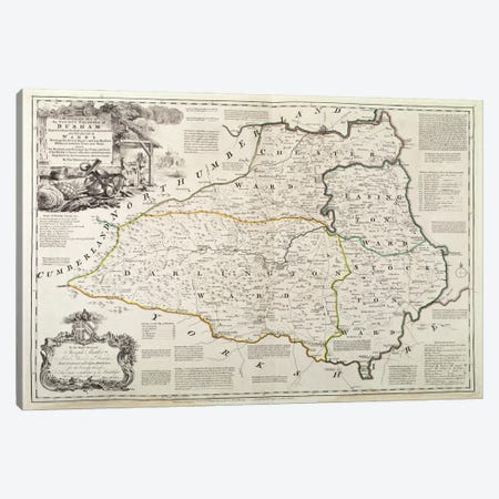 Map of Durham, 1777  Canvas Print #BMN435} by Thomas Kitchin Canvas Artwork