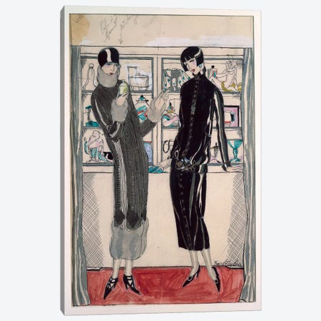 Twenties women's fashion plate, by M. Friedlaender, watercolor Canvas Print #BMN43} by Unknown Artist Canvas Artwork