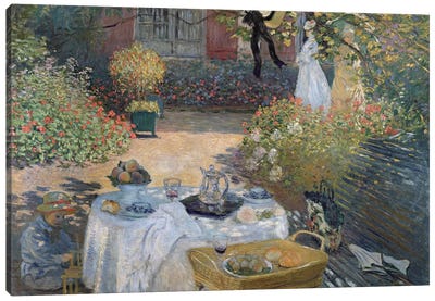 The Luncheon: Monet's garden at Argenteuil, c.1873  Canvas Art Print - 3-Piece Urban Art
