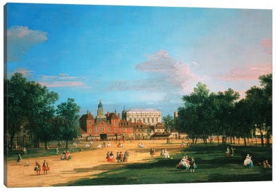 Old Horse Guards and the Banqueting Hall, Whitehall from St James's Park, 1749  Canvas Art Print
