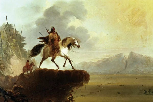 Horseback: Snake Indians  by Alfred Jacob Miller