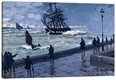 The Jetty at Le Havre, Bad Weather, 1870 Canvas Art Print - Claude Monet