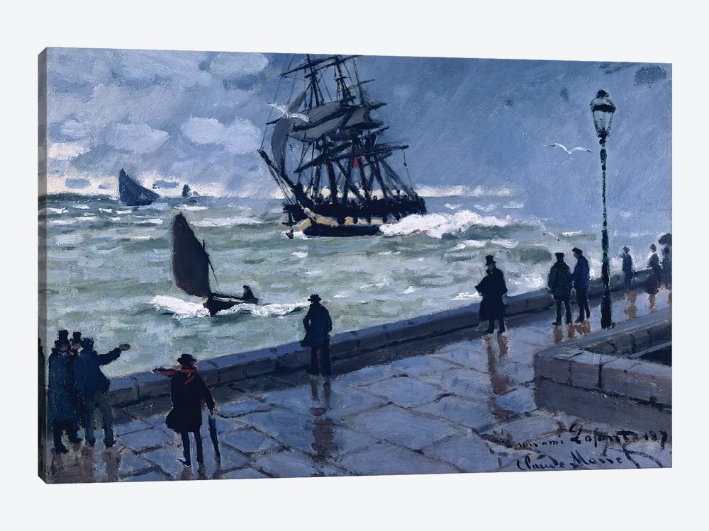 The Jetty at Le Havre, Bad Weather, 1870 1-piece Canvas Print