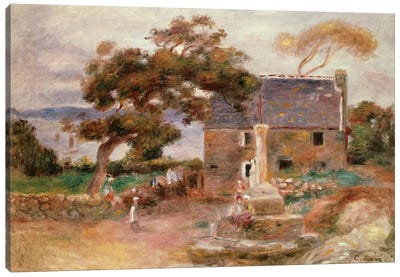 The Farmhouse at Cagnes Canvas Art Print - Pierre Auguste Renoir