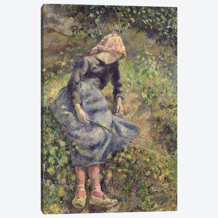 Girl with a Stick, 1881  Canvas Print #BMN442} by Camille Pissarro Canvas Artwork