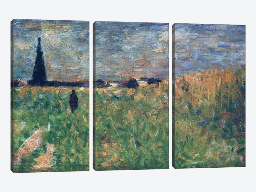 Fields in Summer by Georges Seurat 3-piece Canvas Print