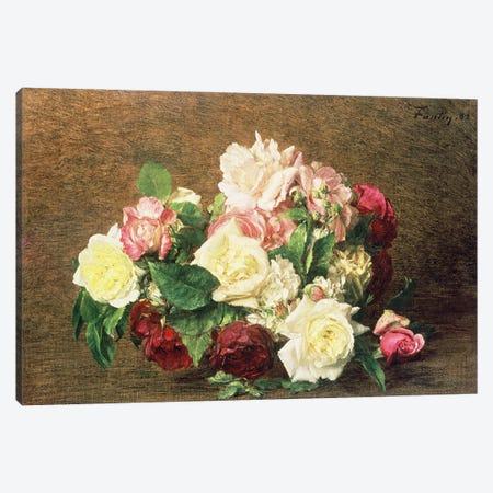 Roses Canvas Print #BMN4438} by Ignace Henri Jean Theodore Fantin-Latour Canvas Art Print