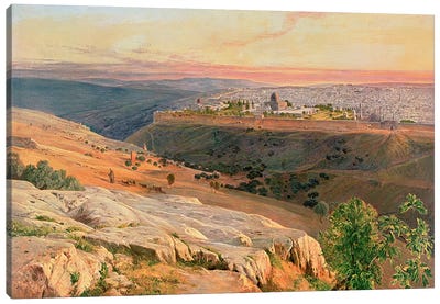 Jerusalem from the Mount of Olives, 1859 Canvas Art Print - Edward Lear