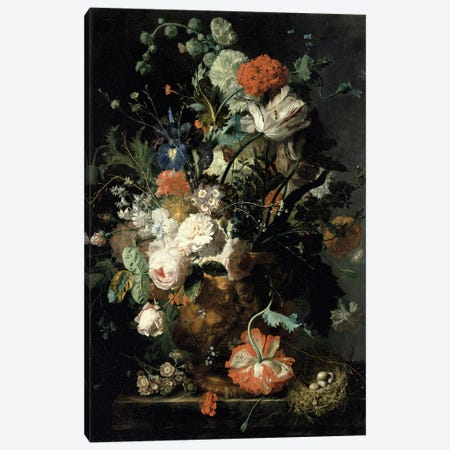 Roses, Flowers, Carnations Canvas Print #BMN4457} by Jan van Huysum Canvas Wall Art