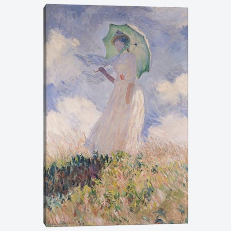 Woman with Parasol turned to the Left, 1886  Canvas Print #BMN445} by Claude Monet Canvas Art Print