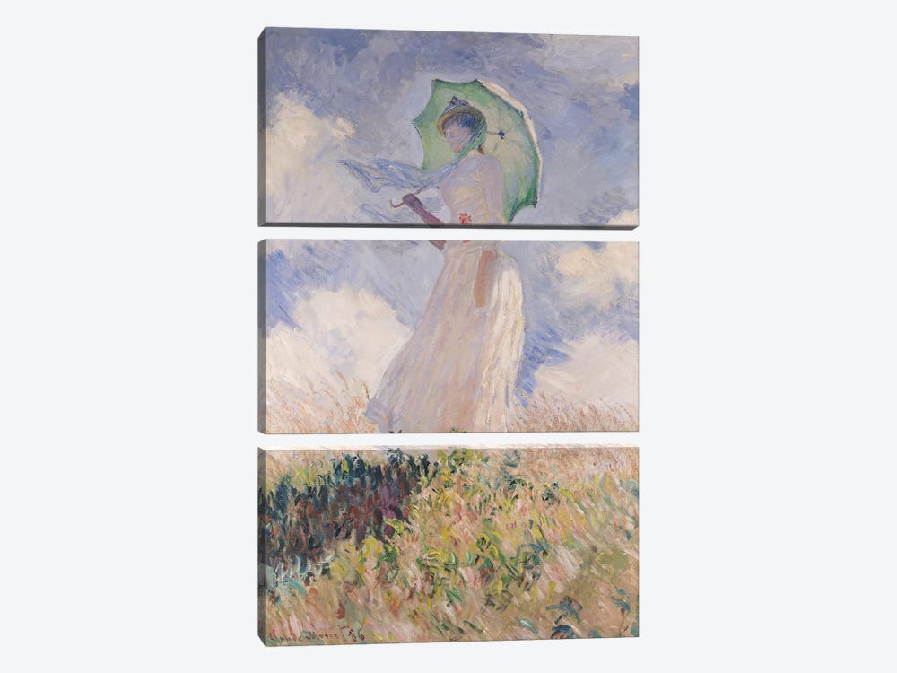 Woman with Parasol turned to the Left, 1886  by Claude Monet 3-piece Art Print
