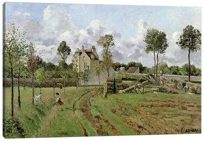 Landscape, Louveciennes, c.1872  Canvas Art Print - Camille Pissarro