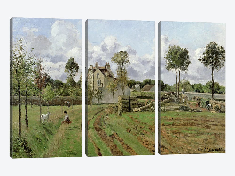 Landscape, Louveciennes, c.1872  by Camille Pissarro 3-piece Canvas Artwork