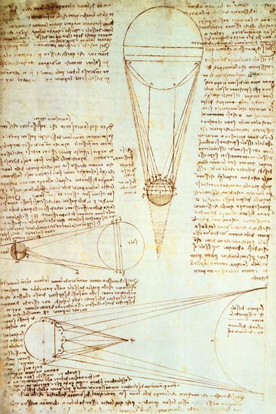 Studies of the Illumination of the Moon, fol. 1r from Codex Leicester, 1508-1512  by Leonardo da Vinci metal wall art