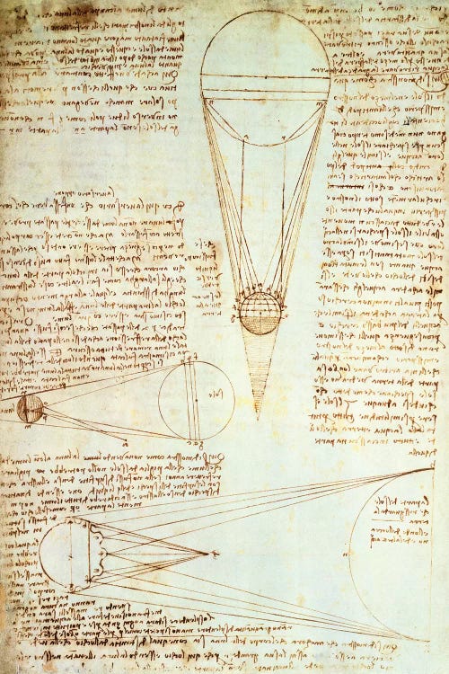 Studies of the Illumination of the Moon, fol. 1r from Codex Leicester, 1508-1512 