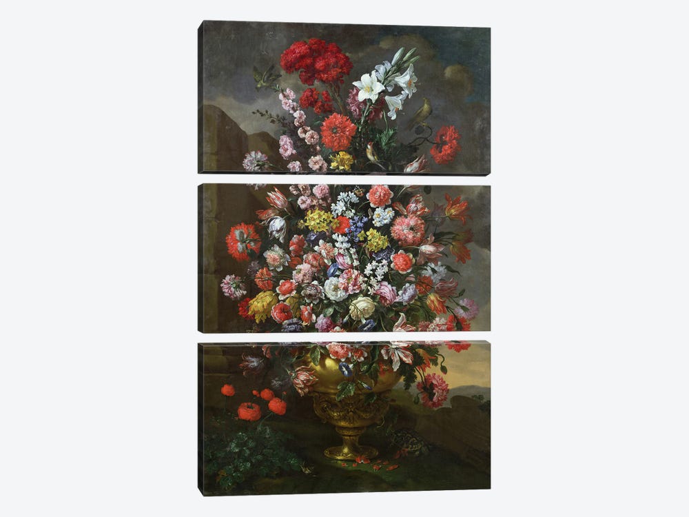 Lilies, tulips, carnations 3-piece Canvas Wall Art
