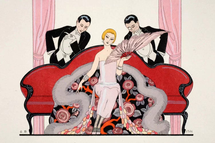 Detail of the front cover of 'Falbalas & Fanfreluches, Almanach des Modes Présentes by George Barbier wall art