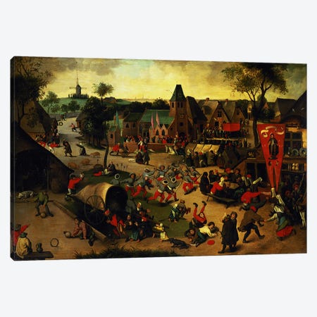 A Carnival on the Feast Day of St. George in a village near Antwerp  Canvas Print #BMN4503} by Abel Grimmer Canvas Print