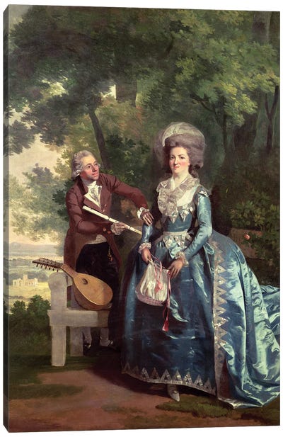 A lady and gentleman in a landscape Canvas Art Print