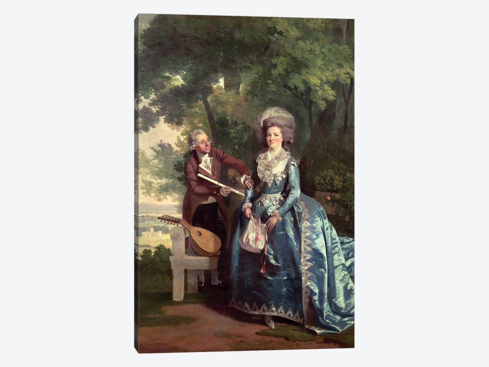 A lady and gentleman in a landscape 1-piece Canvas Wall Art