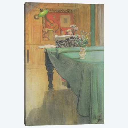 Brita at the Piano, 1908  Canvas Print #BMN4511} by Carl Larsson Canvas Artwork