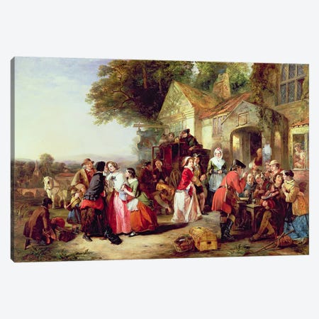 The Arrival of the Coach, 1850  Canvas Print #BMN4515} by Thomas Falcon Marshall Canvas Print