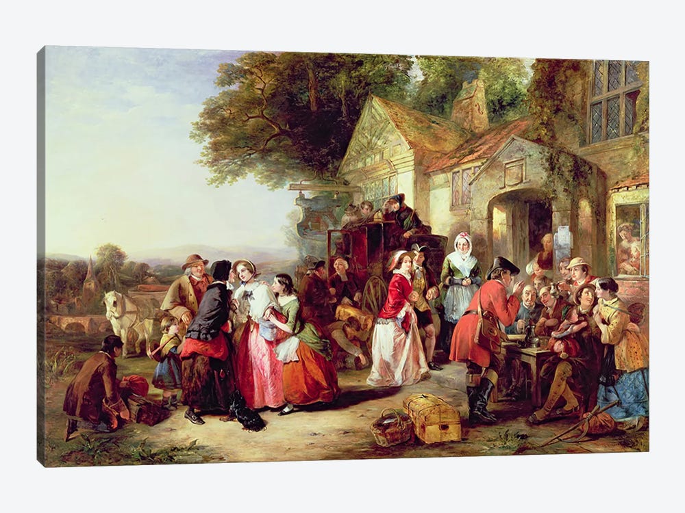 The Arrival of the Coach, 1850  by Thomas Falcon Marshall 1-piece Canvas Print