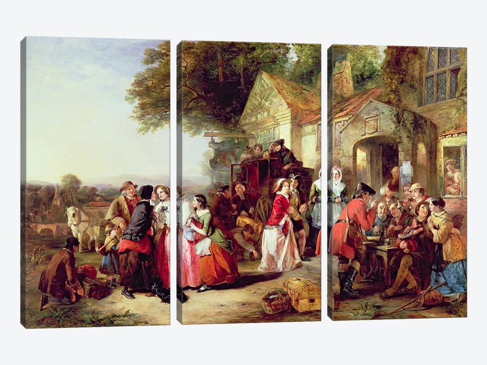 The Arrival of the Coach, 1850  by Thomas Falcon Marshall 3-piece Canvas Print