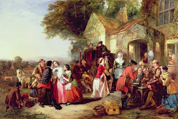 Villages & Towns: The Arrival of the Coach, 1850  by Thomas Falcon Marshall