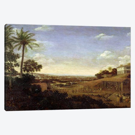 Brazilian landscape with sugar mill, armadillo and snake, River Varzea Canvas Print #BMN4516} by Frans Jansz Post Canvas Art Print