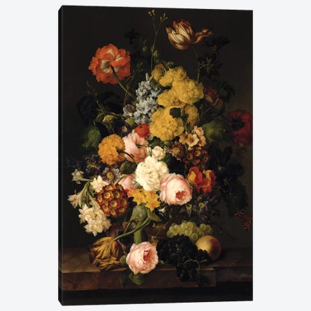 Still Life - Roses, tulips and other flowers Canvas Print #BMN4518} by Franz Xavier Petter Canvas Wall Art
