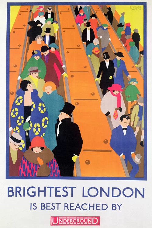 Brightest London is Best Reached by Underground, 1924, printed by the Dangerfield Co by Horace Taylor wall art